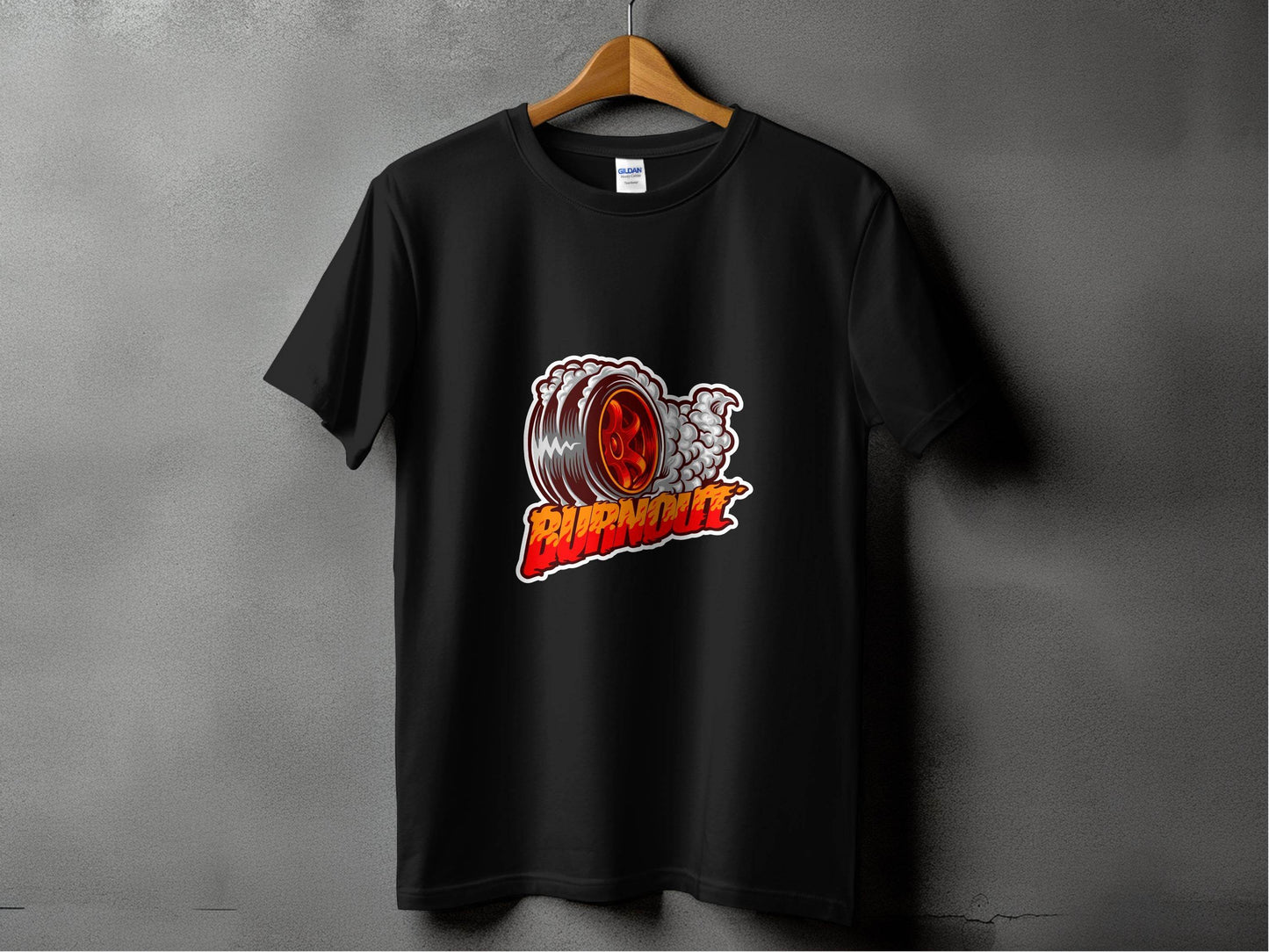 Burnout Tire Smoke Flames Powerful Design Graphic T-Shirt - Design & Vybe