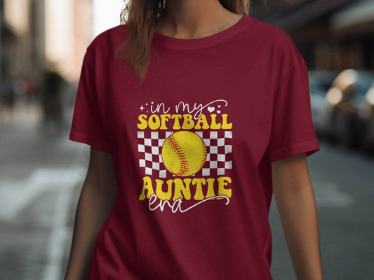 In My Softball Auntie Era Groovy Retro Proud Graphic Design Image T-Shirt - Design & Vybe