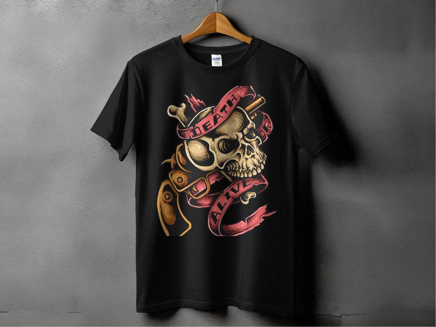 Vintage Death or Alive Skull and Gun Graphic T-Shirt - Design & Vybe