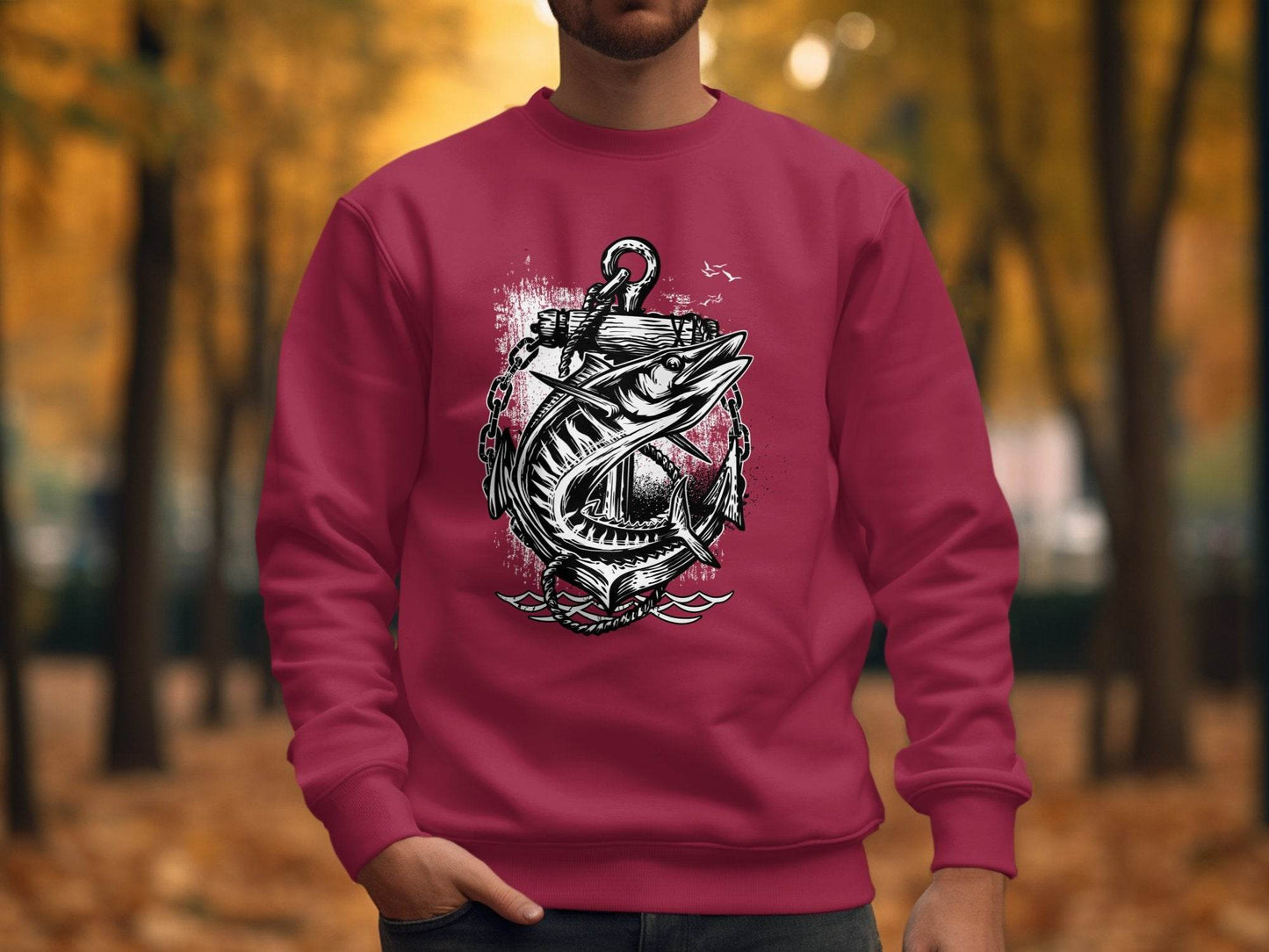Nautical Anchor Design With Marlin Graphic Sweater - Design & Vybe