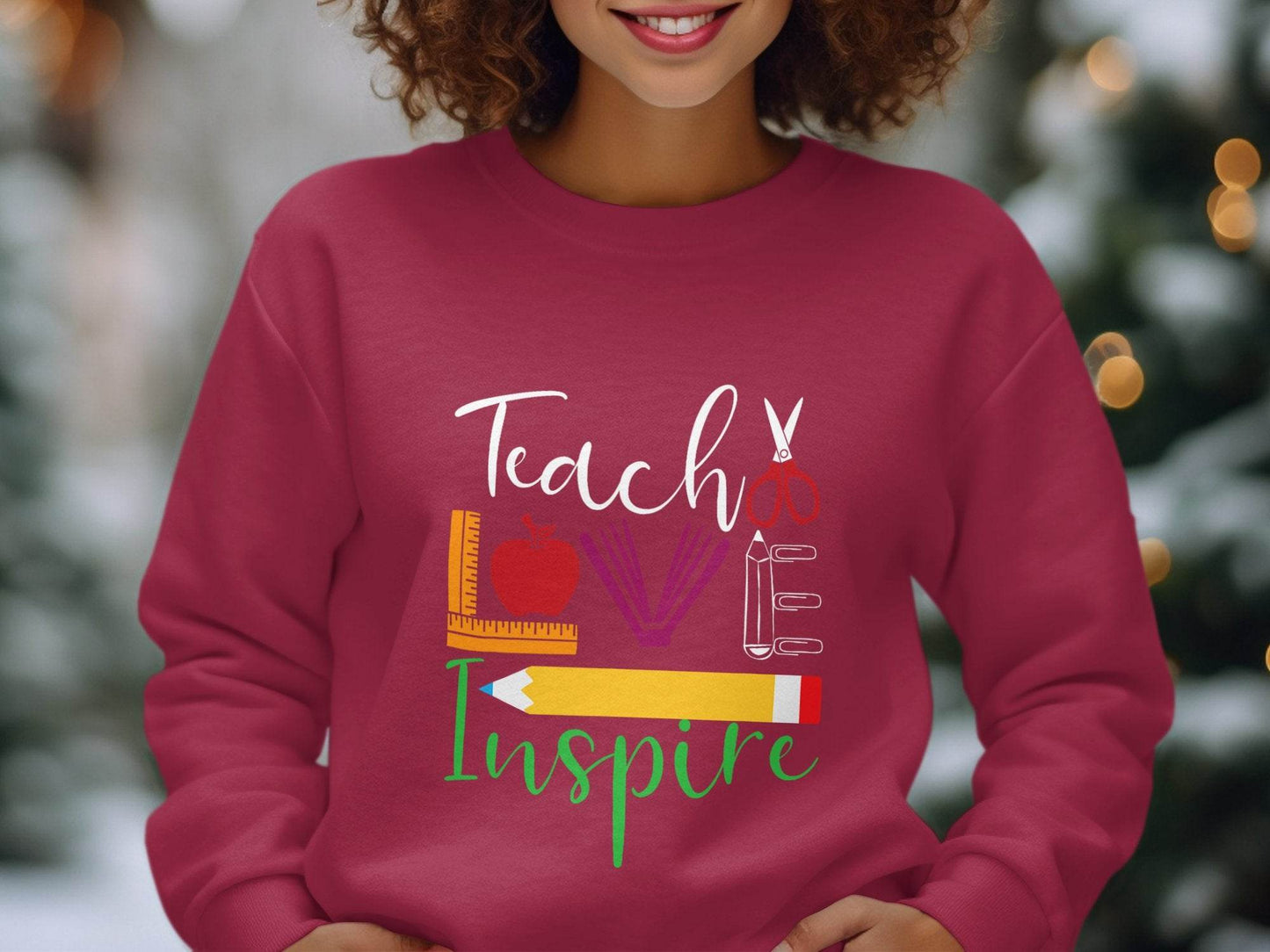 Teach Love Inspire Back To School Design Teachers Sweater - Design & Vybe