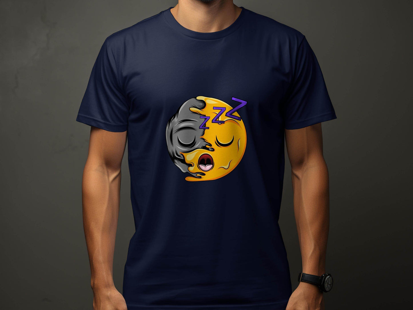 Tired Cartoon Character with Snoozing ZZZ Symbols T-Shirt - Design & Vybe