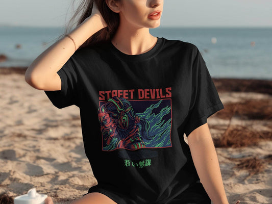 Street Devils Design Graphic Headphone Devil Art T-Shirt - Design & Vybe