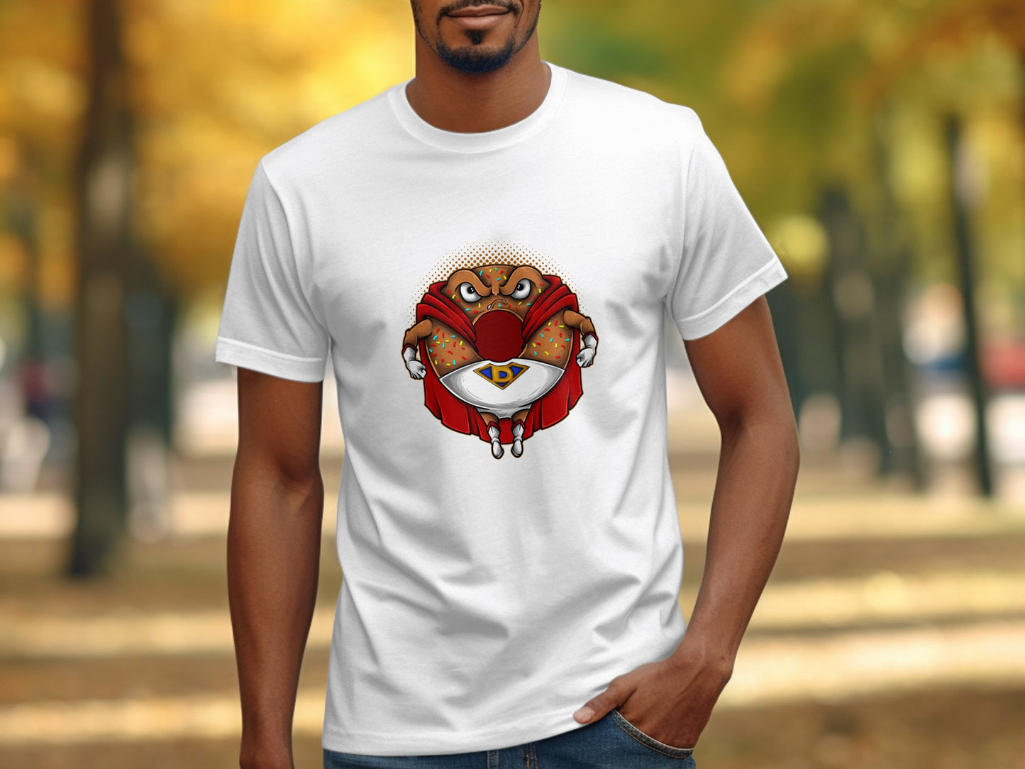 Superhero Chest Opening Design White T-shirt product type