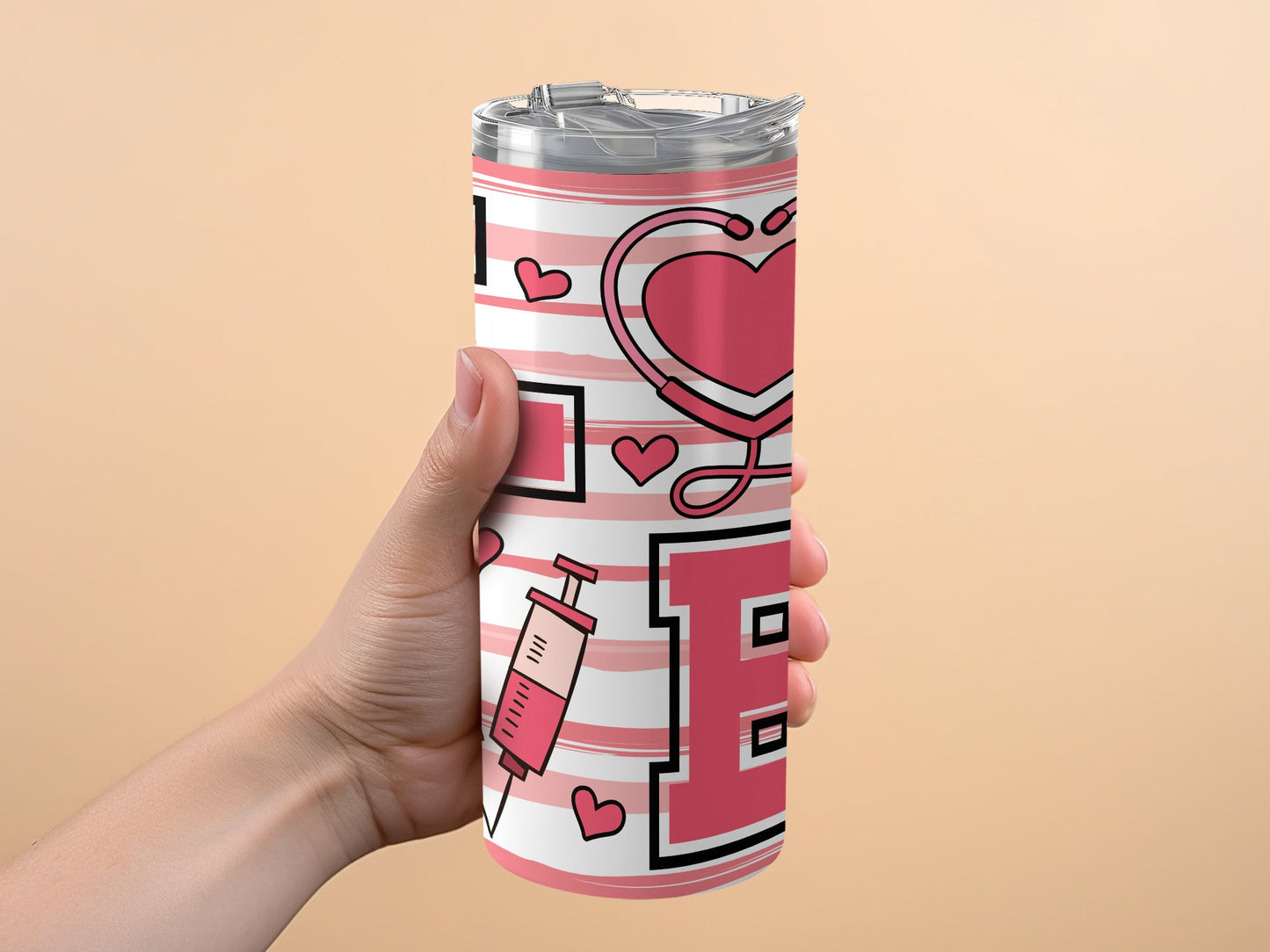 Nurse Themed Tumbler With Heart And Syringe Print product type