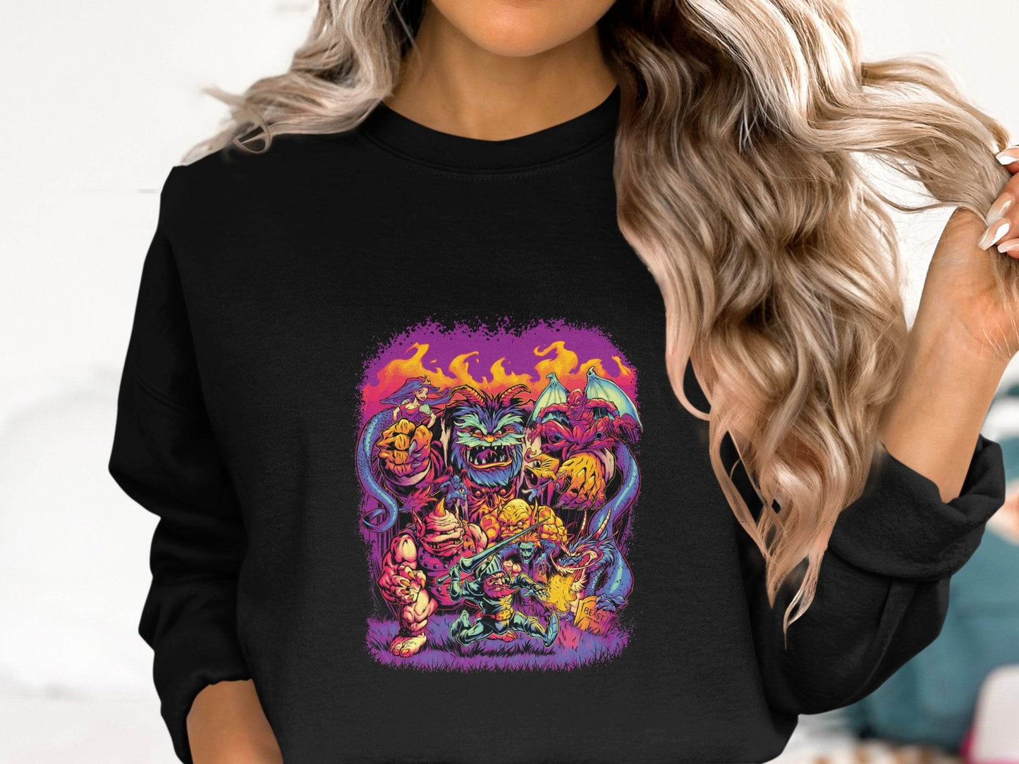 Epic Fantasy Illustration Featuring Fearsome Creatures Sweater - Design & Vybe