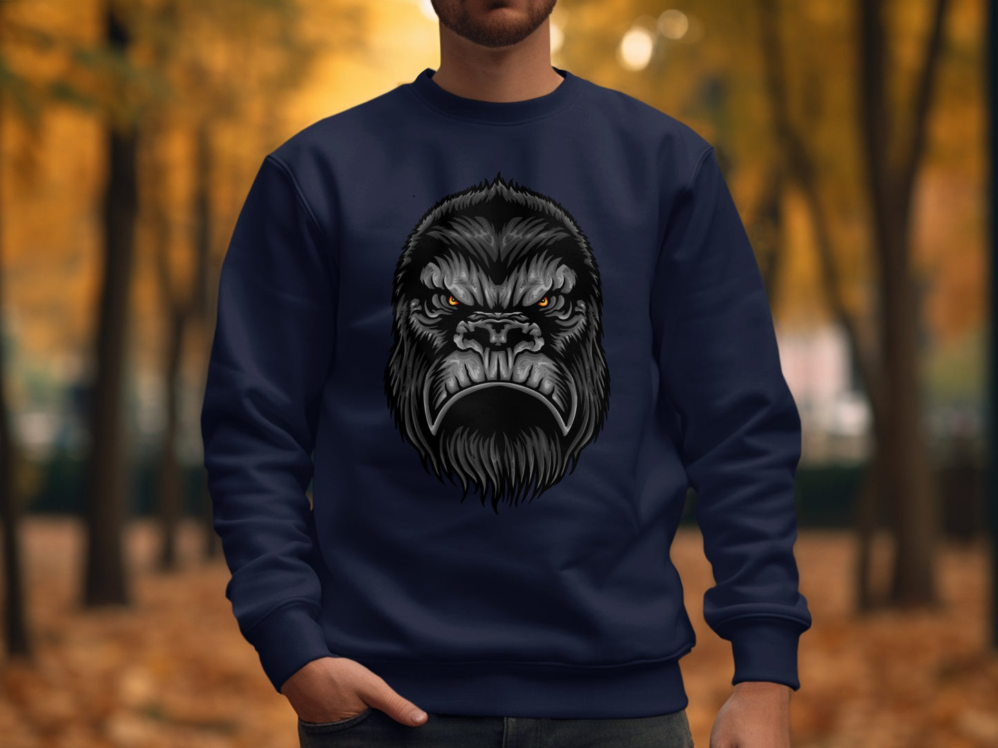 Fierce Gorilla Face Graphic Autumn Crewneck product