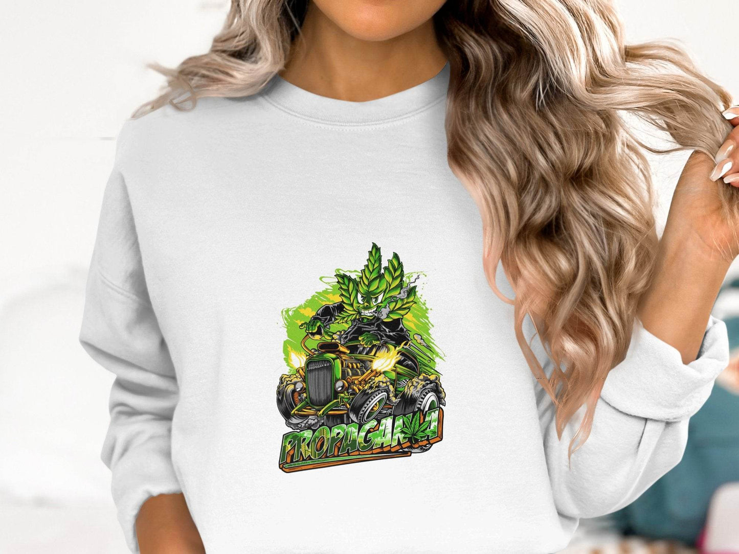 Propaganja Leaf Hot Rod Rider Graphic Print Design Sweater - Design & Vybe