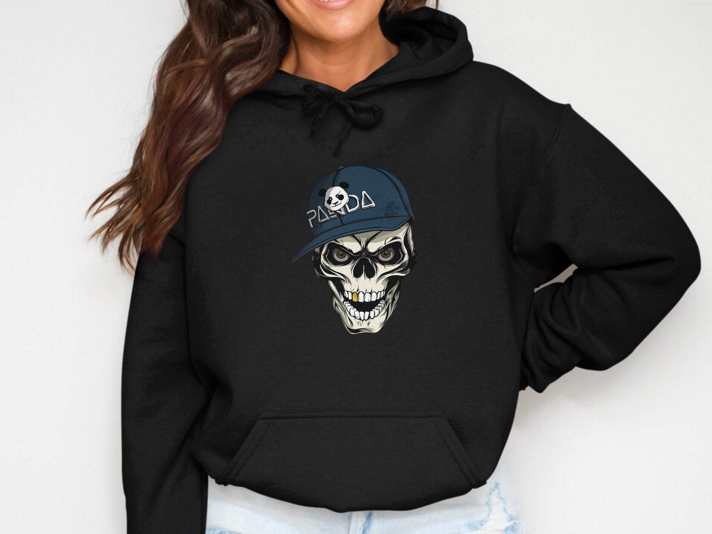 Grim Panda Skeleton on a Dark BaseBall Hat Artwork Hoodie - Design & Vybe