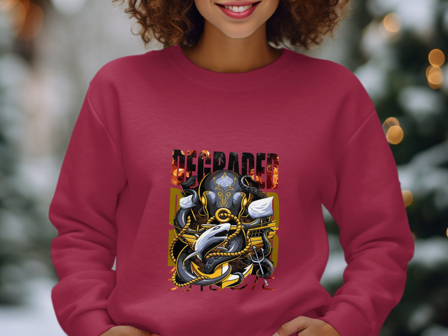 Bold Graphic Degraded Mechanic Octopus Sweatshirt product