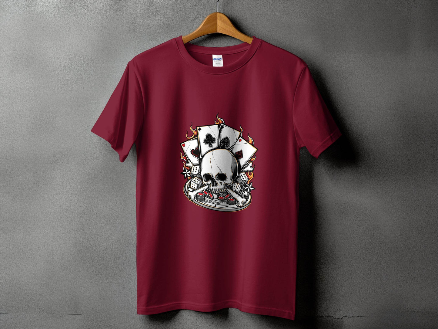 Skull and Gambling Illustration Graphic Design T-Shirt - Design & Vybe