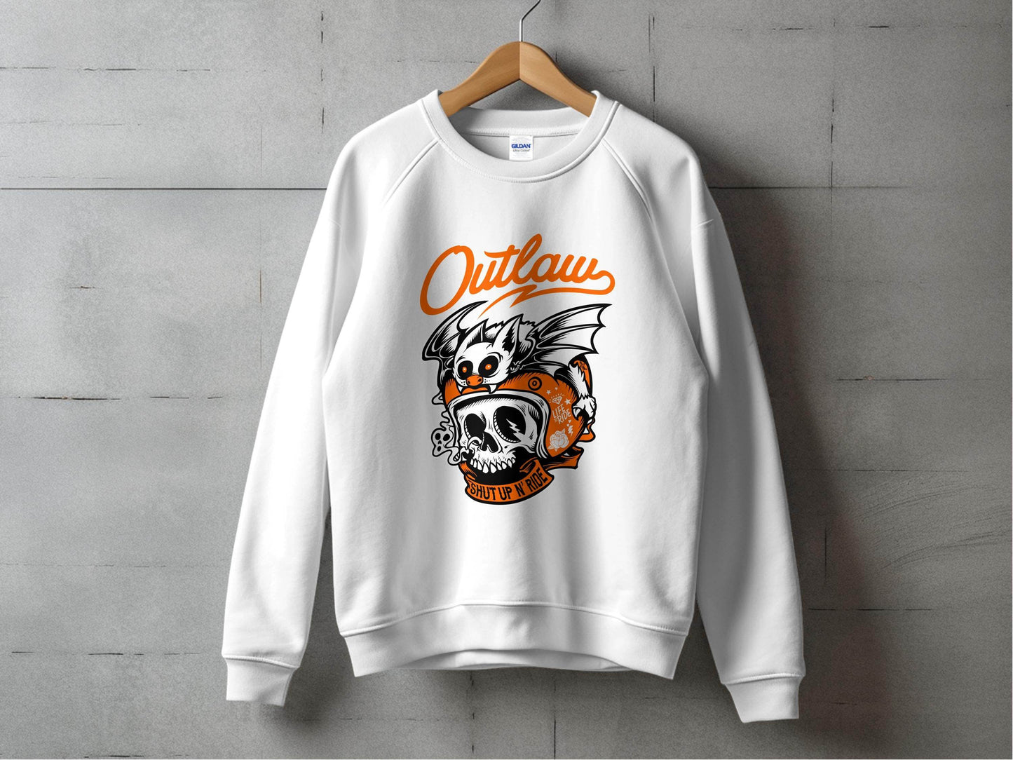 Bold Graphic Outlaw Bat Illustration on Skull Sweater - Design & Vybe