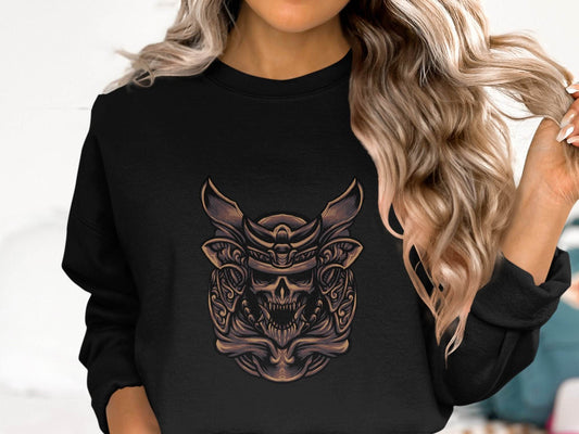 Fierce Warrior Skull Design Sweater for Bold Style - Design & Vybe
