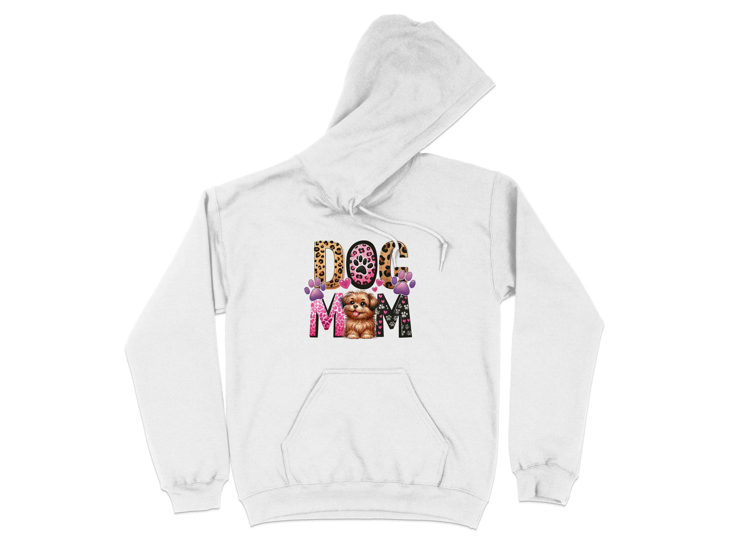 Dog Mom Cute Puppy Hearts Animal Print Design Graphic Hoodie - Design & Vybe