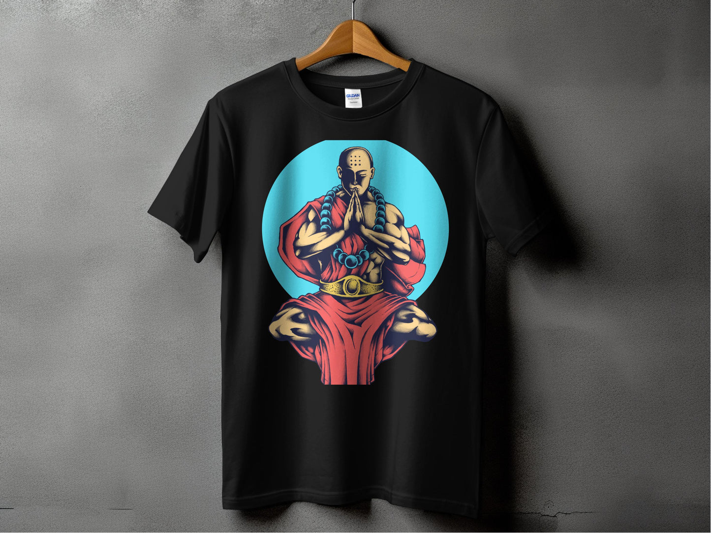 Graphic T-Shirt Design Featuring Meditating Monk product