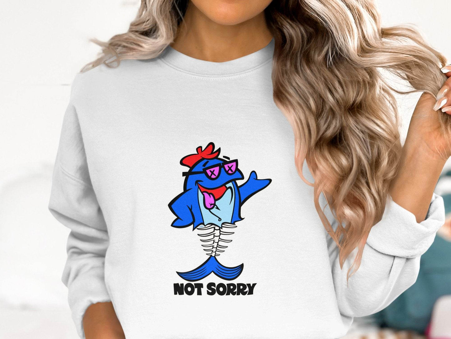 Funny Not Sorry Fish Style Skeleton With Sunglasses Sweater - Design & Vybe