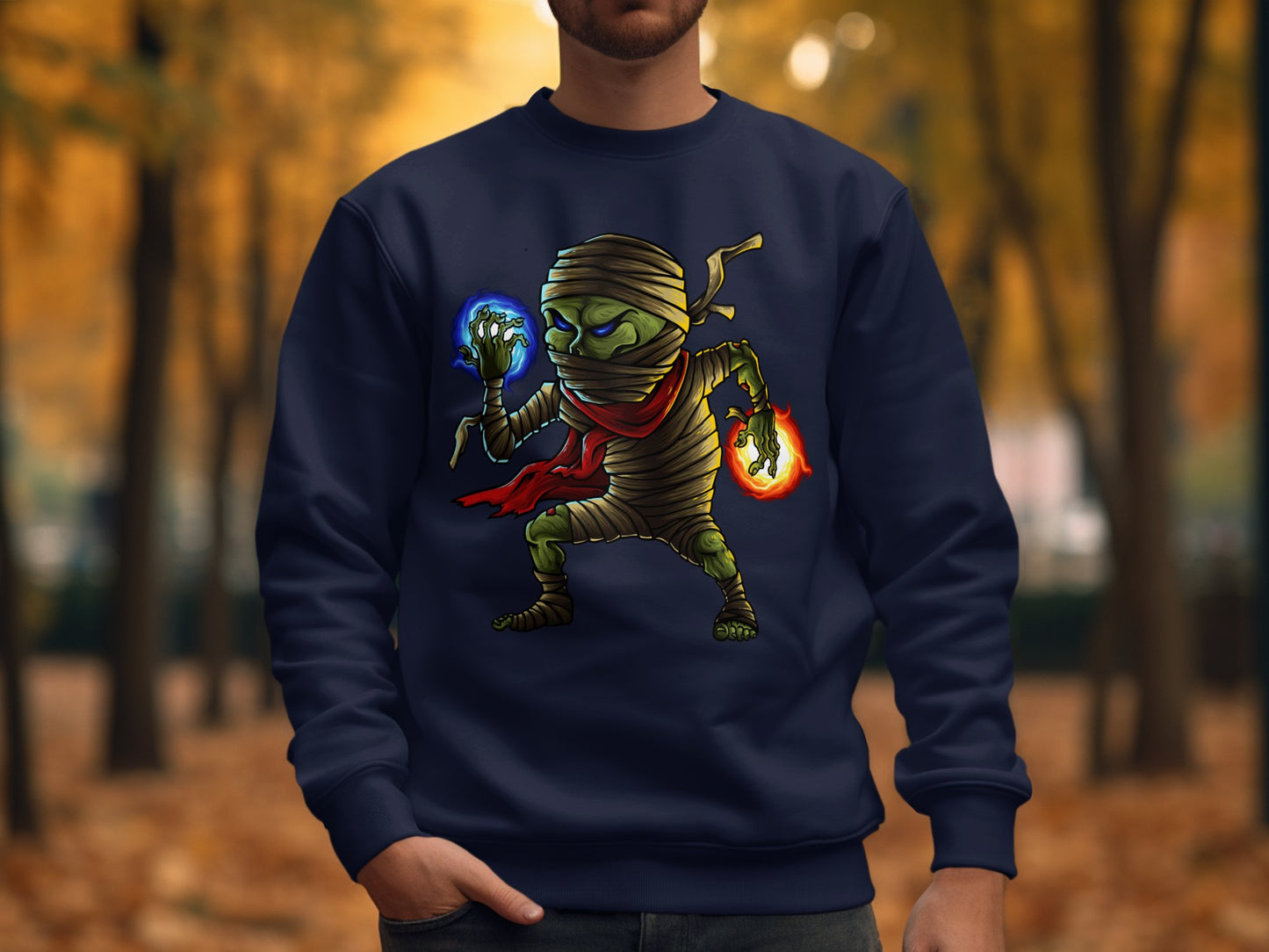 Mystical Mummy Character Art on Dark Blue sweatshirt product