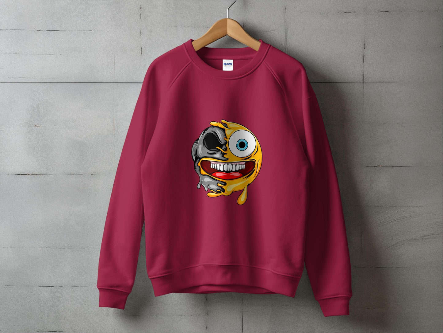 Emoji Half Skull Funny Grotesque Face Vector Sweater - Design & Vybe