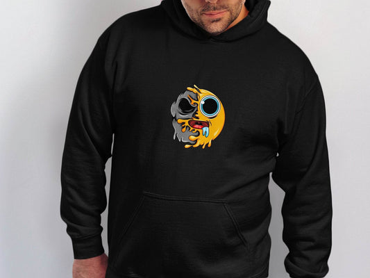 Half Emoji And Half Skull Melting Graphic Design Hoodie - Design & Vybe