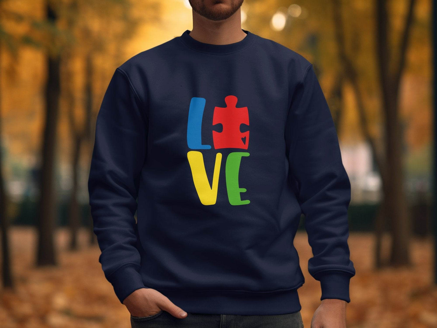 Autism Awareness Puzzle Piece Love Graphic Sweater - Design & Vybe