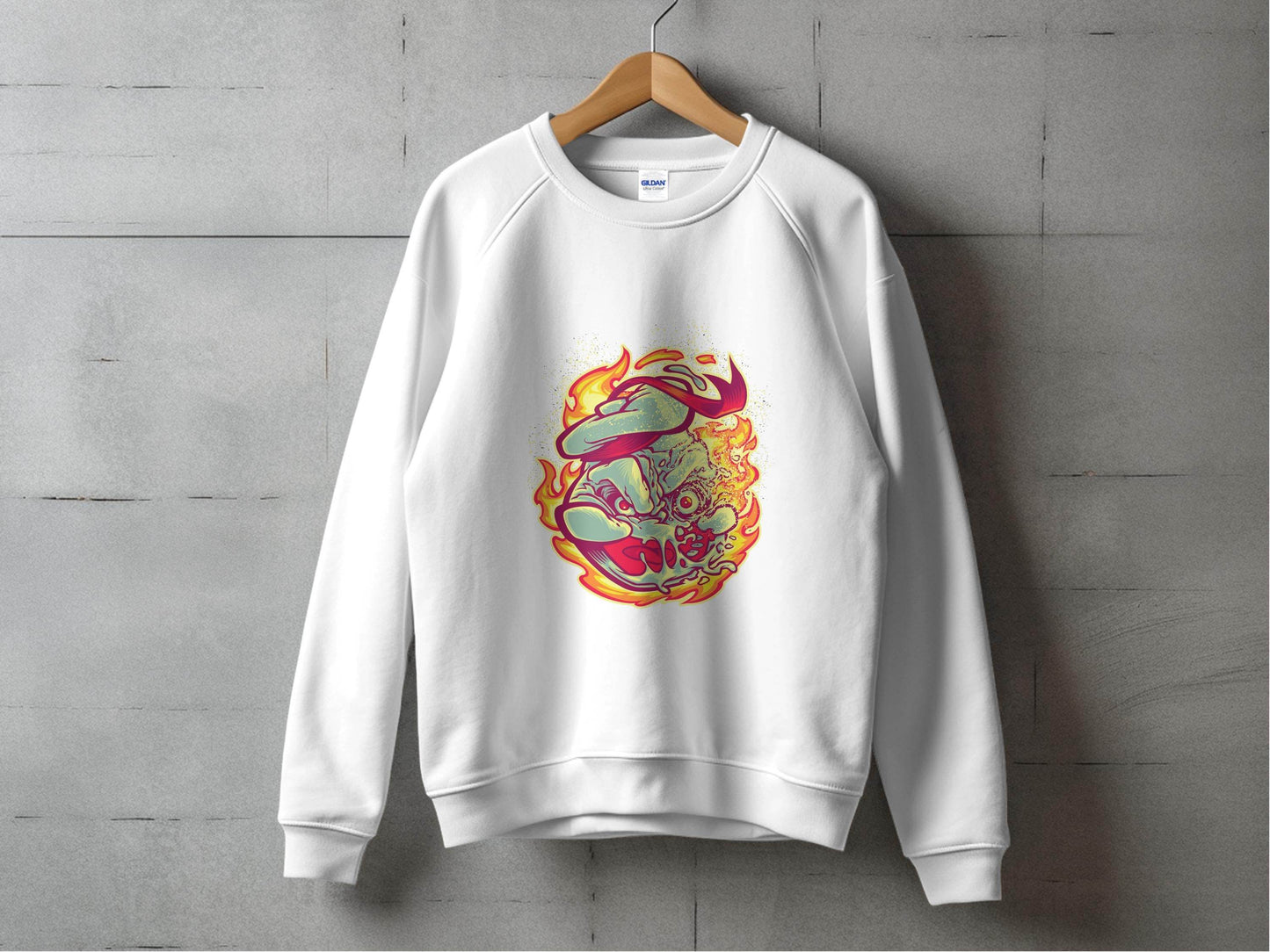 Burning Undead Creature in Flames Graphic Design Sweater - Design & Vybe
