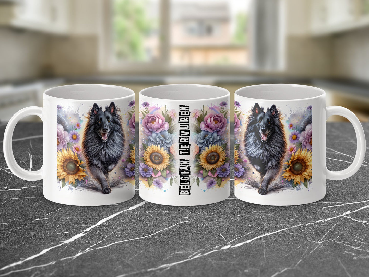 Belgian Tervuren Floral Mug Beautiful Canine Themed product
