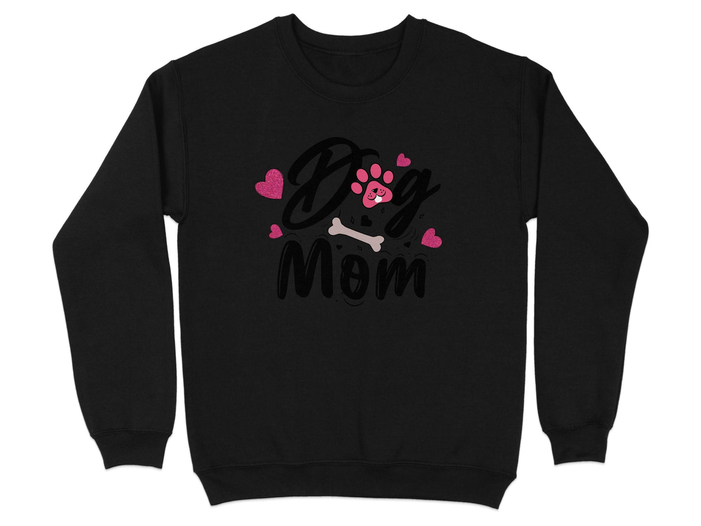 Dog Mom with Hearts and Bone Design Graphic Print Sweater - Design & Vybe