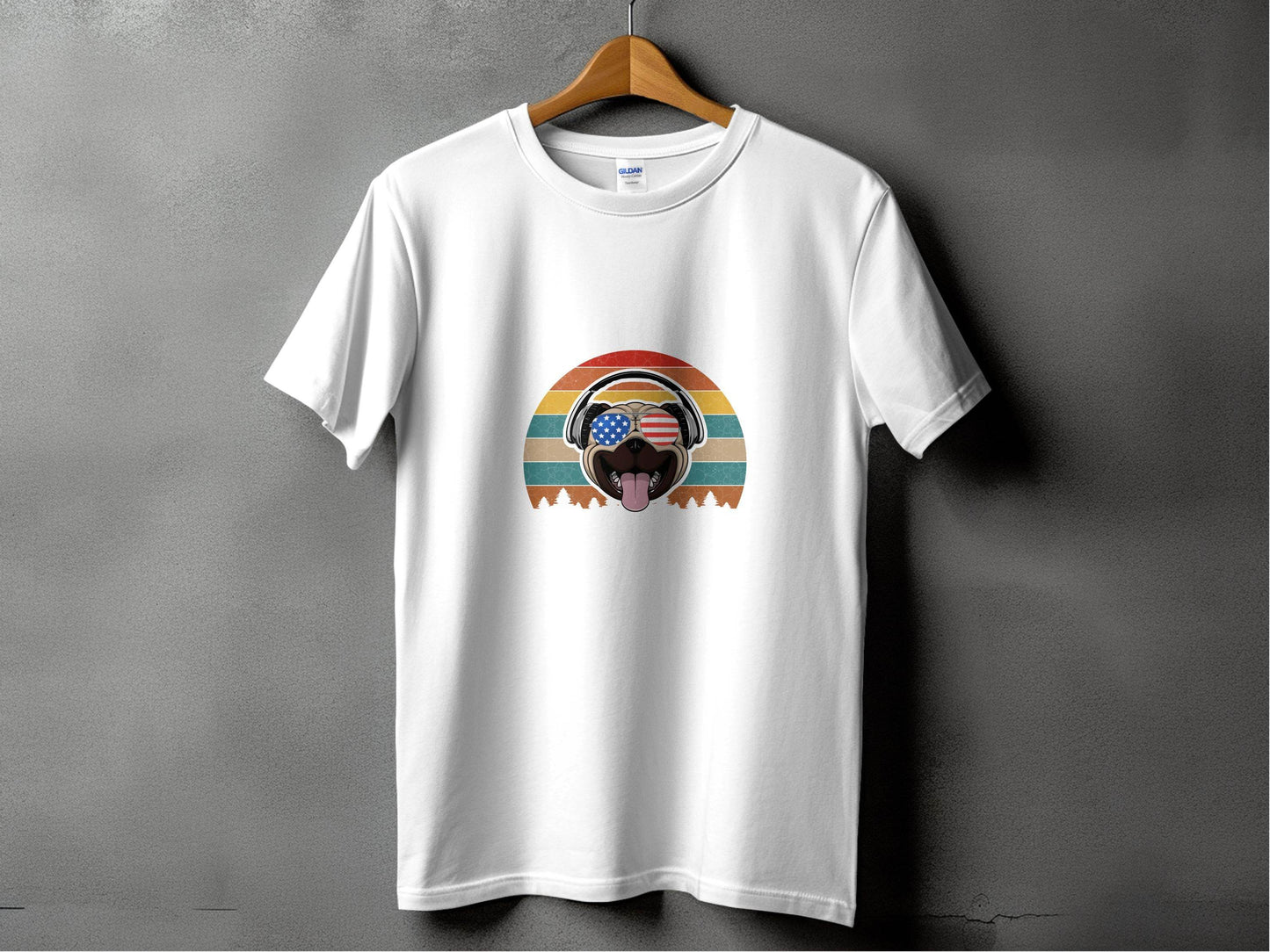 Retro Pug Dog with Headphones Graphic Tee T-Shirt - Design & Vybe