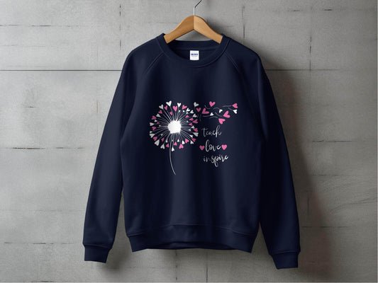 Teach Love Inspire Dandelion Heart Graphic Art Sweater - Design & Vybe