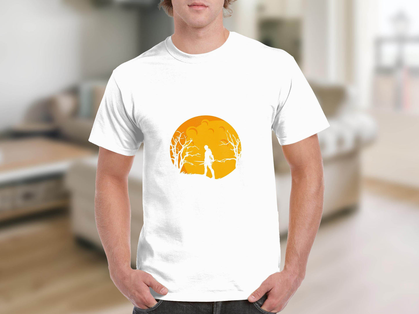 Silhouette Knight Under Yellow Moon Unique Style T-Shirt - Design & Vybe