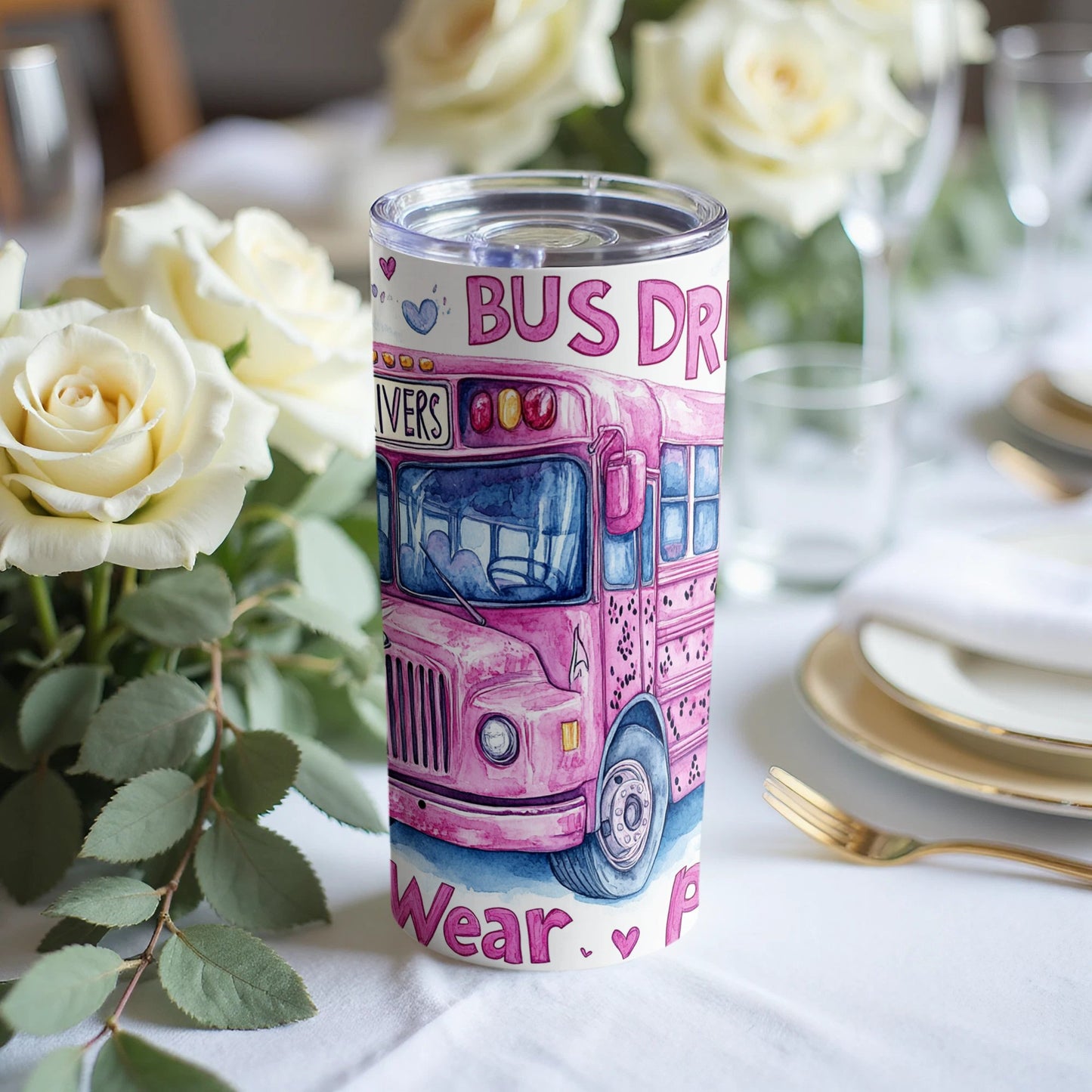 Pink Bus Driver Themed Tumbler Drinkware product type