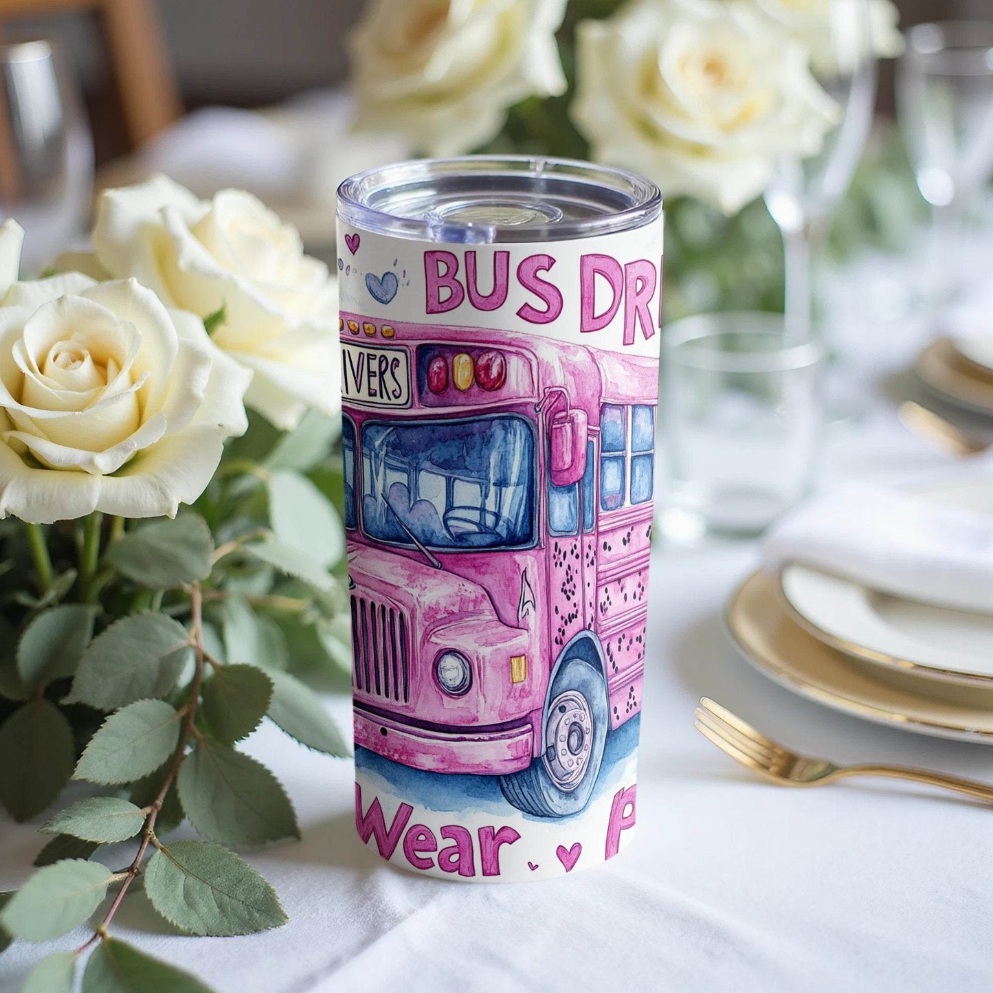 Bus Drivers Wear Pink On Valentine Tumbler - Design & Vybe