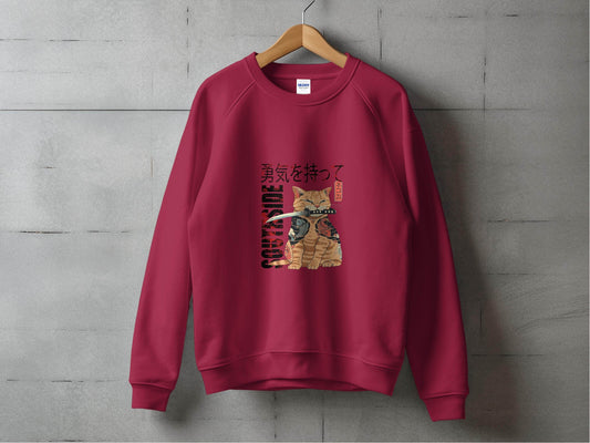Tattooed Cat with Sword and Japanese Southside Text Design Sweater - Design & Vybe