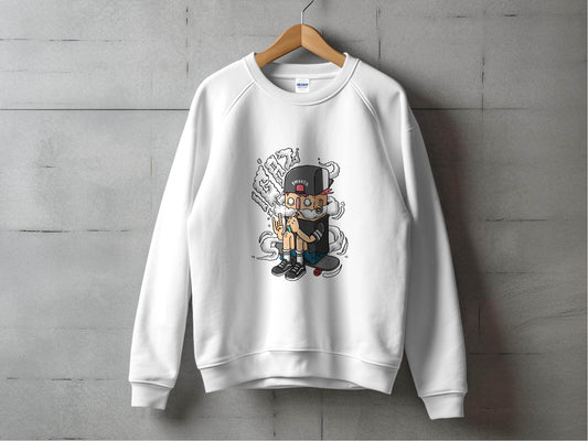 Cartoon Smoker Vaping on Skateboard Urban Style Sweater - Design & Vybe