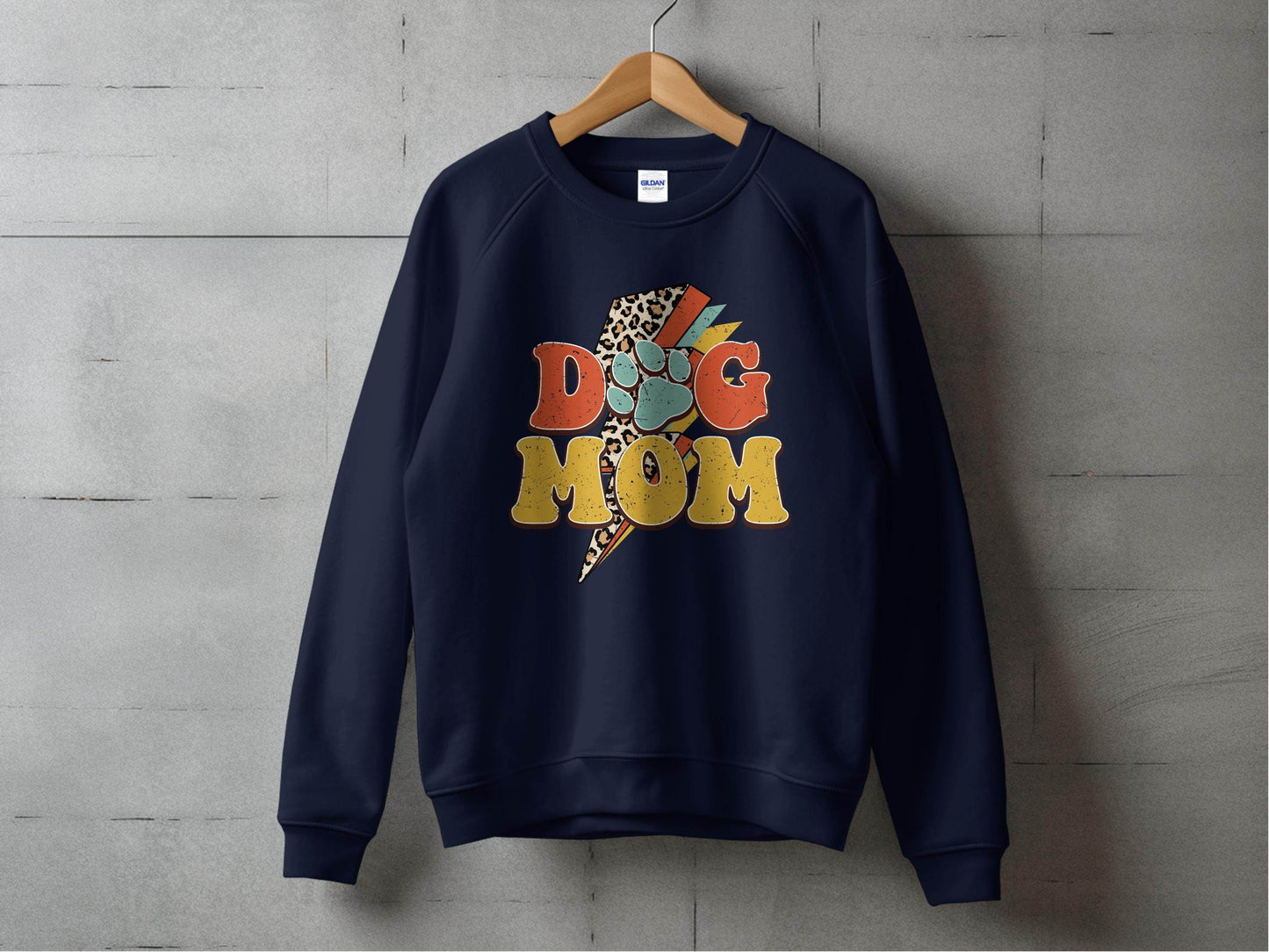 Retro Leopard Dog Mom Paw Print Design Great Gift Sweater - Design & Vybe