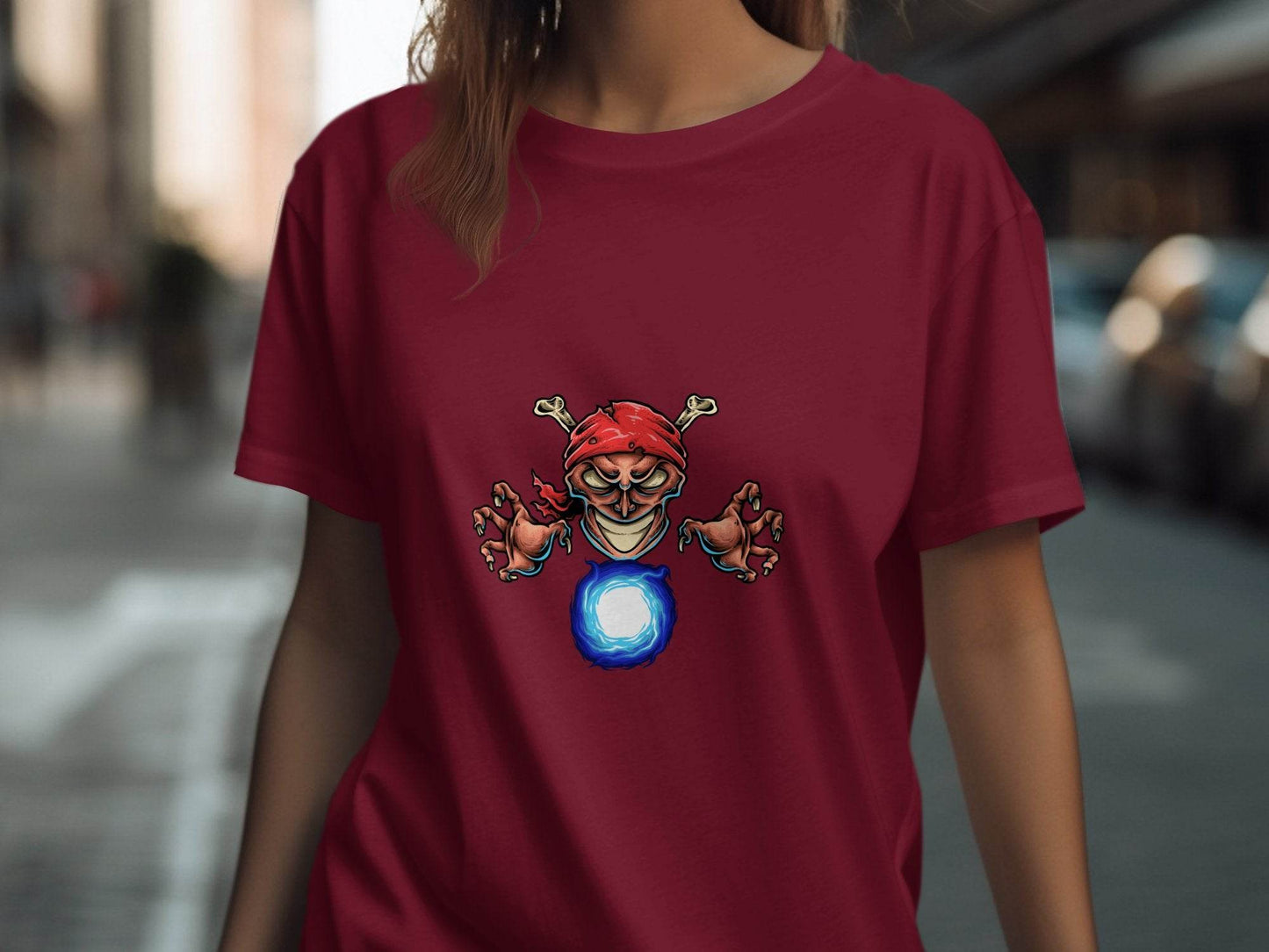 Pirate Skull With Claws And Fire Graphic Art T-Shirt - Design & Vybe