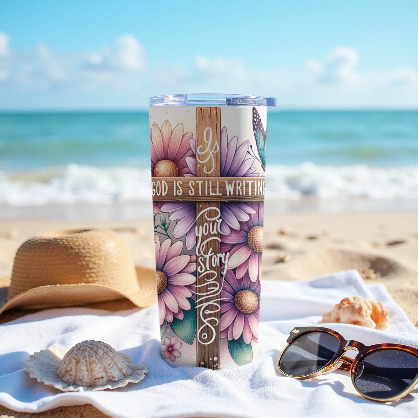 God is Still Writing your Story Floral Butterflies Tumbler - Design & Vybe