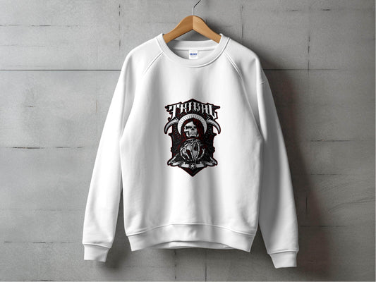 Tribal Design Skull In Hood With Earth Graphic Sweater - Design & Vybe