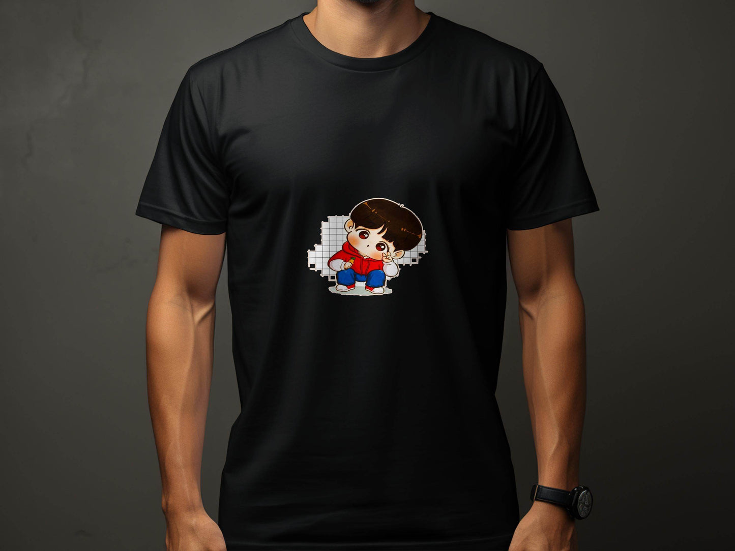Cute Cartoon Boy In Red Hoodie Carrot in Hand T-Shirt - Design & Vybe