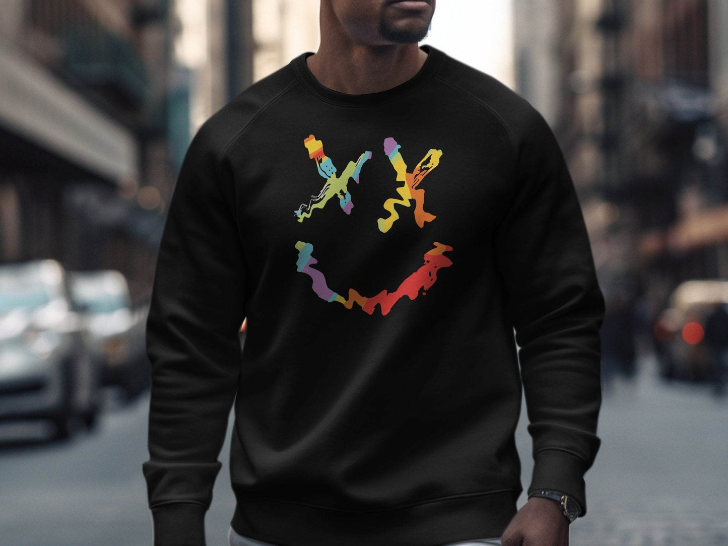 Unique Abstract Dead Smile Colorful Graphic Design Artwork Sweater - Design & Vybe