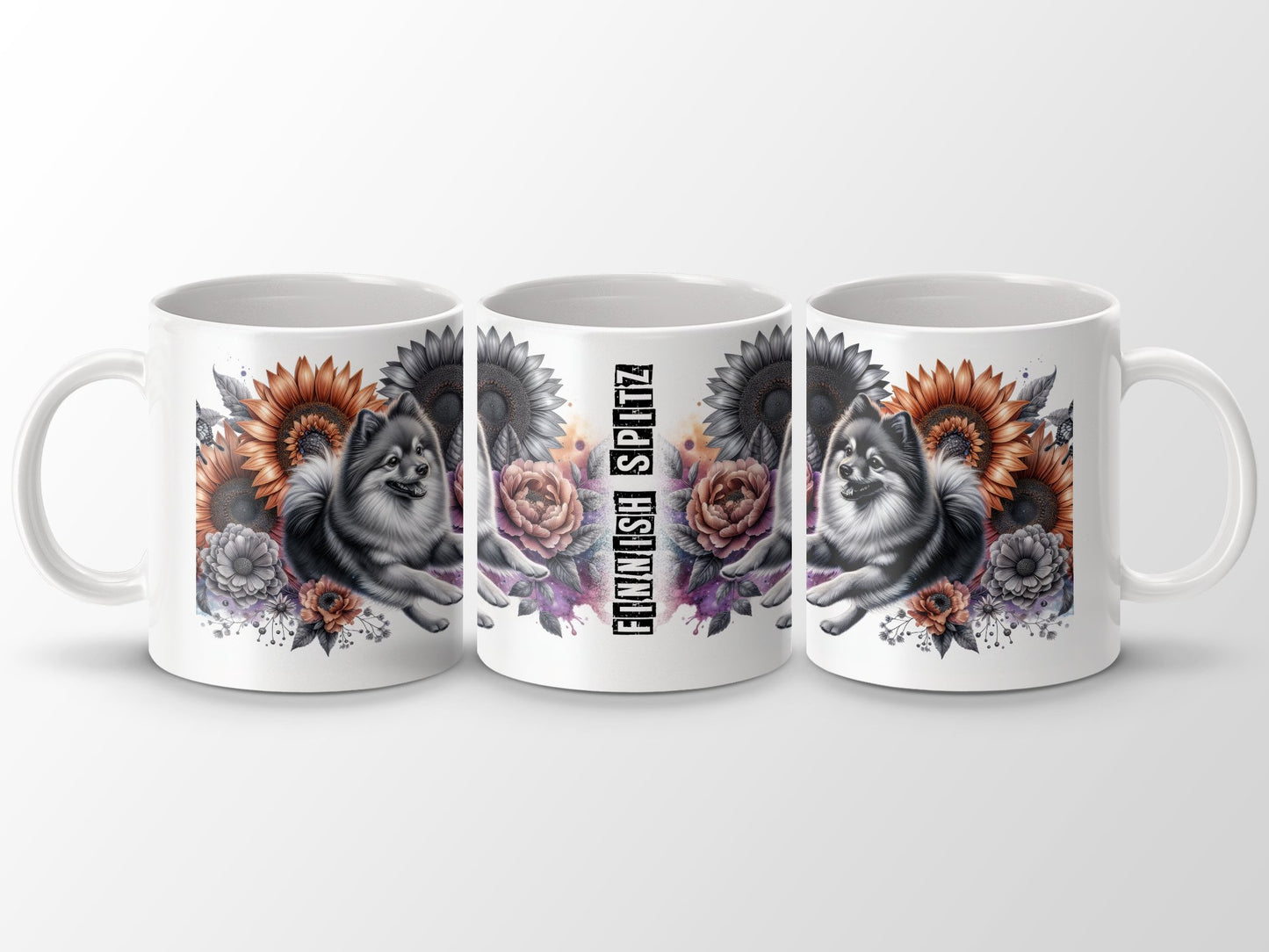 Finnish Spitz with Floral Art Mug product