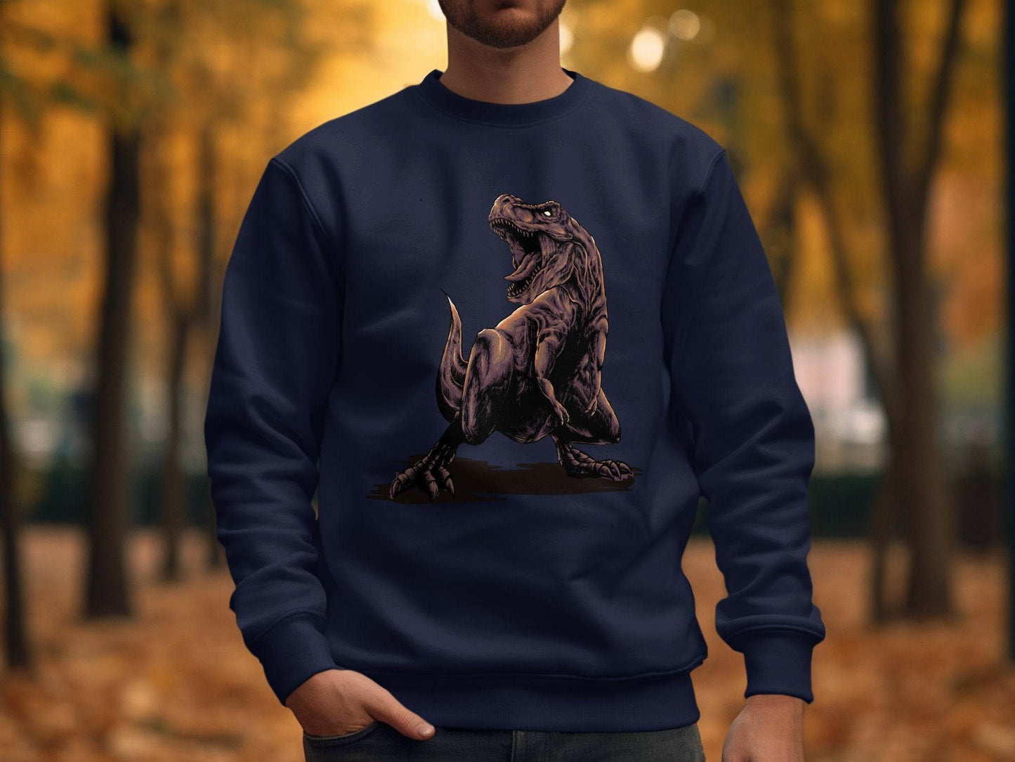 Fierce T-Rex Roaring Dinosaur Graphic Sweater - Design & Vybe