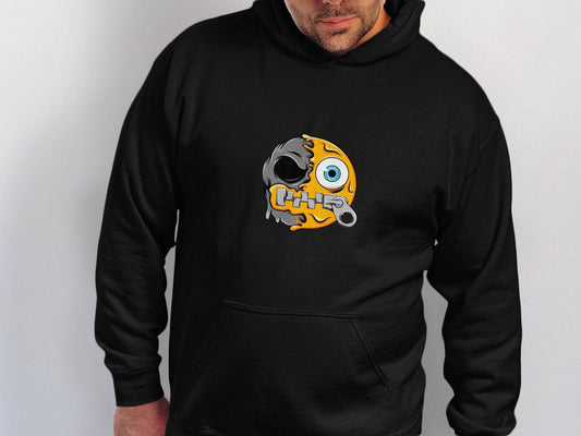 Emoji Half Skull With Zipper Vector Graphic Design Hoodie - Design & Vybe