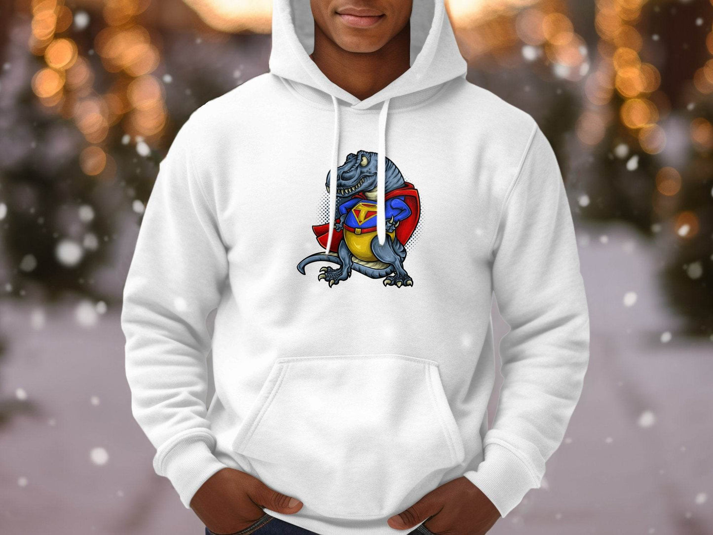 Superhero Dinosaur with Cap and Suit Design Hoodie - Design & Vybe