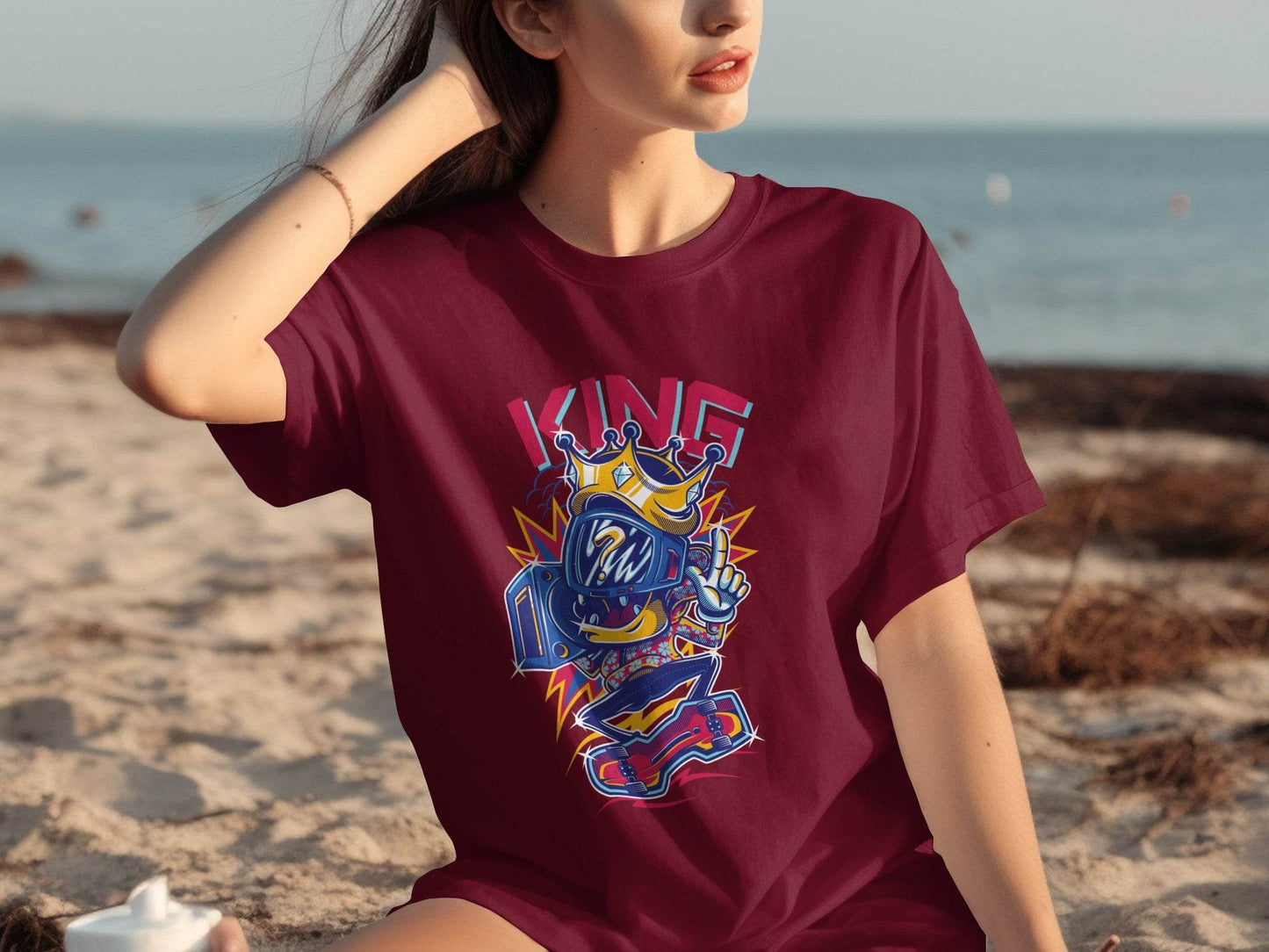 King Skater With Question Mark Head Retro Design T-Shirt - Design & Vybe