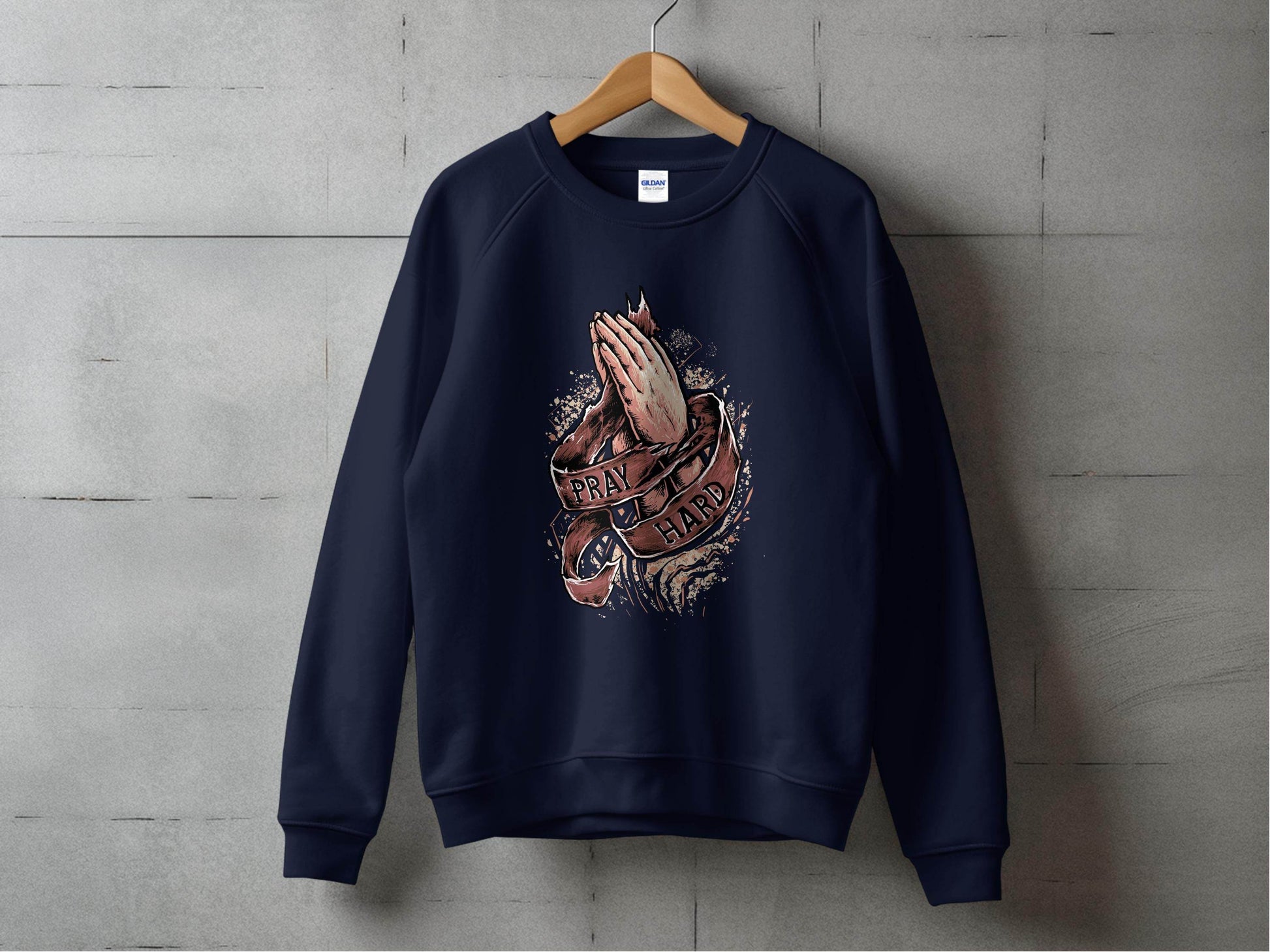 Inspiring Pray Hard Design Prayer Graphic Sweater - Design & Vybe