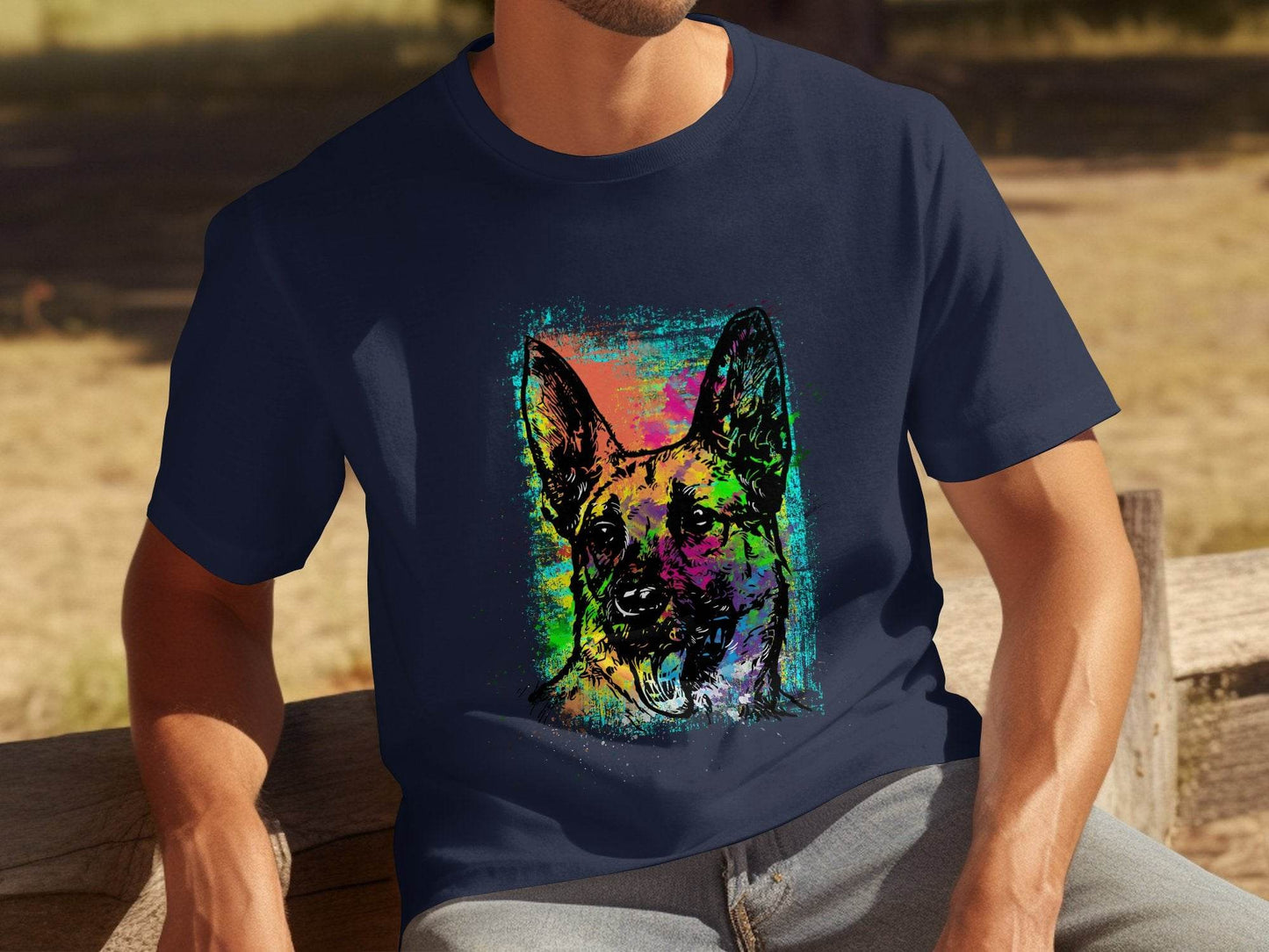 Vibrant German Shepherd Illustration Art T-Shirt - Design & Vybe