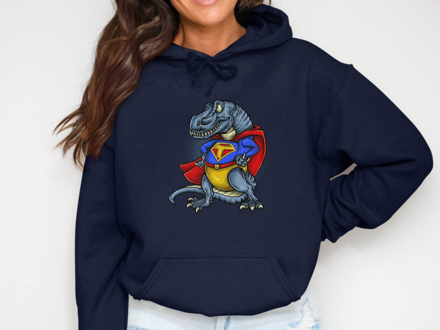 Superhero Dinosaur with Cap and Suit Design Hoodie - Design & Vybe