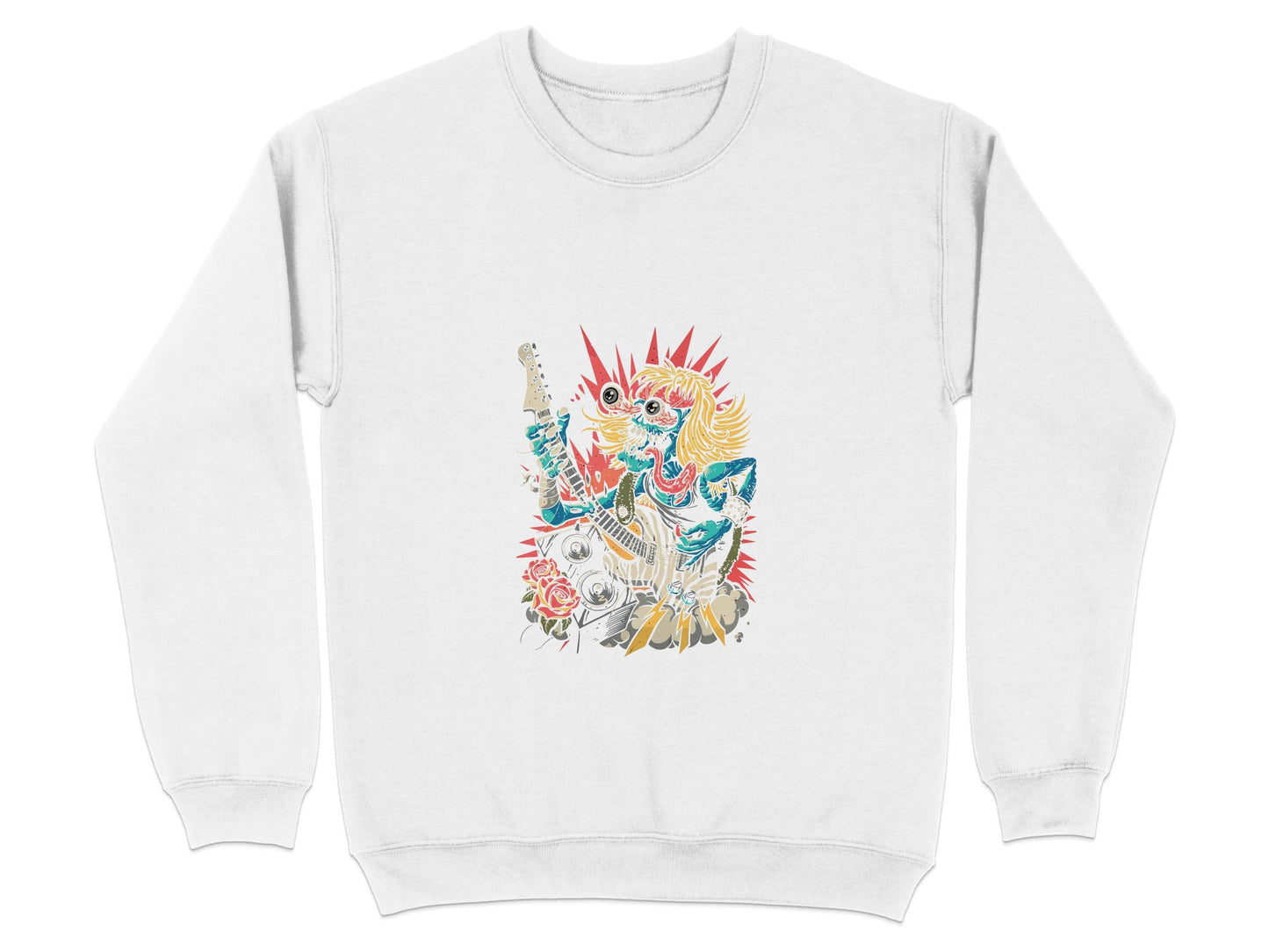Rock and Roll Zombie Plays Guitar Artwork Sweater - Design & Vybe