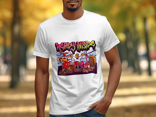 Funny Santa vs Turkey Boxing Ring Graphic T-Shirt - Design & Vybe